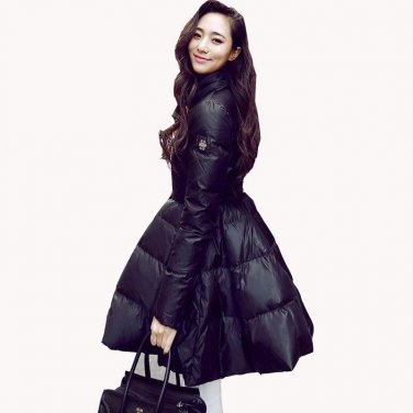 Fashion Winter Female Down Jacket Women Long White Duck Down Coat  New Quality European Slim Warm Pa