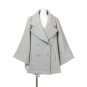 Women Winter Flare Sleeve Wool Jacket Sweet apricot Double Breasted Loose A-line Woolen Blends Women