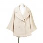Women Winter Flare Sleeve Wool Jacket Sweet apricot Double Breasted Loose A-line Woolen Blends Women
