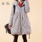 Winter new large size women\'s long thick padded cotton jacket female dot print stitching floral hoo