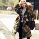 Large Real Natural Raccoon Fur 2017 Top Quality Winter Jacket Women Warm Camouflage Parkas 90% White