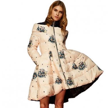 High Quality Winter Coat Women 20176 New Fashion White Duck Down Parka Print Winter Jacket Women Thi