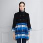 Autumn Winter Women\'s Long Woolen Blend Coat Rabbit Fur Beautiful Striped Wool Coat Casual Wool Coa