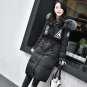 2017 New Winter Women Big Fur Hooded Warm down Jackets Long Letter Printing Casual Down Parka Coat s