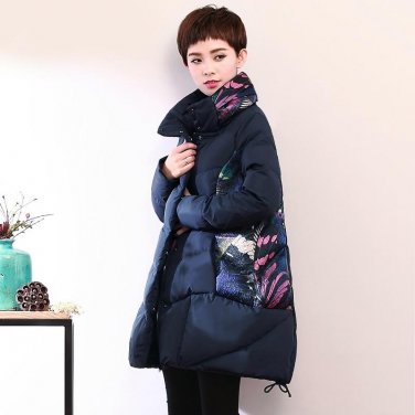 Winter Jacket Women Stand Collar Medium Long Cloak Plus Size M-3XL Duck Down Coat Women Fashion Eleg