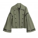 Newest Fashion 2017 Autumn Winter Designer Jacket Women\'s Flare Sleeve Double Breasted Jacket Outer
