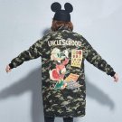 Winter Coat Women 2017 High Street Fashion Army Green Camouflage Parka Cartoon Duck Print Female Lon