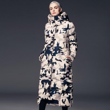 OLN 2017 Winter Outerwear Luxury Women Down Coat Army X-Long Overcoat Thicken High Quality Parka Eur
