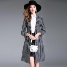 Trench Coat Women 2017 Autumn Winter New Fashion Polka Dot Notched Collar Wrist Length Sleeve Single