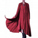 Women Casual Loose Trench Coat 2017 Vintage Elegant Ladies Lapel Long Sleeve Solid Outwear Pleated L