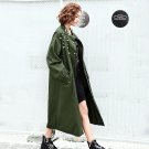 WQJGR 2017 Autumn And Winter Long Trench Coat For Women Black And Army Green Long Sleeve Coat Women