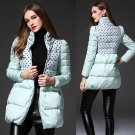 winter parka women 2017 new woman fashion green dot print slim brand thick warm heavy winter parkas 