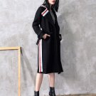 SuperAen Women Woolen Coat Ribbon Striped Double Breasted Fashion Wild Winter New Woolen Coat Turn D