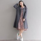 Vintage Women O Neck Casual Buttons Long Sleeve Jacket 2017 Autumn Solid Loose Pockets Open Stitch L