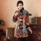 Winter New Women\'s Cotton Wadded Jacket Print Floral Long Cotton-Padded Coat Vintage Chinese Tang S