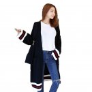Women Fashion Autumn Winter Knit Coat Cardigan Stripe Long Batwing Sleeve Open Front Loose Knitwear 
