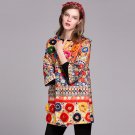 Vintage Novelty Coat 2017 Autumn Winter New Fashion Flowers Applique Luxury Print Half  Quarter Slee
