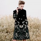 M-3XL New Autumn Winter Europe Style Chinese Tradition Mandarin Collar Long Sleeve Flower Embroidery