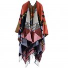 Fashion Thickening Tassel Warm Oversize Women\'s Cashmere Imitation Wool Scarf Poncho Cape Poncho Bl