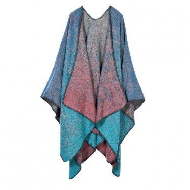 9 Colors Thickening Gradient Warm Oversize Women Cashmere Imitation Wool Scarf Poncho Cape Poncho Bl