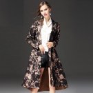 Autumn Suede trench coats 2017 new fashion brand belt vintage flower print long warm winter suede tr