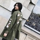 2017 New Winter Retro Chic BF Style Loose Coat Embroidered Flower Casual Women Fashion Jacket