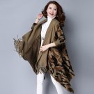 New design women\'s fashion camouflage shawl cardigan batwing sleeve sweater shawl ladies fringed pl
