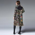 autumn winter floral print suede trench coat winter woman 2017 long sleeve tassel mid-calf length  l