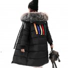 Fashion Large Fur Hood Colorful Striped Thicker Cotton Padded Parka Big Size Women Winter Coats 2017