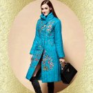 Women winter thick parkas vintage disk flowers embroidery  coats long cotton padded parkas high qual