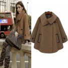 2016 New Fashion Women Autumn Wool Casual Poncho Winter Thick Coat Jacket Loose Cloak Cape Solid Cof