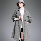 Women Trench Coats Autumn 2017 New Woman Plaid Double Breasted Belt Long Overcoat S-L Business Woman