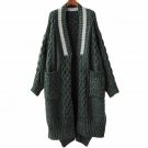 [AZURE SHEN] Winter Loose Women Windbreaker 2017 Casual Hemp Flowers Pockets Split Fork Solid Color 