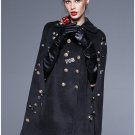 High quality luxury embroider flower lapel woolen coats Fashion 2017Fall/winter runway Cape coat wom