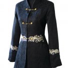 Black Chinese Women Winter Cotton Coat Thick Warm Jacket Handmade Button Overcoat Long Sim Outwesr S