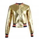 2016 golden collar jacket coat women bomber jacket uniform short PU leather jacket  female leather c
