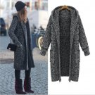 Sweater Loose Coat Autumn And Winter New Product Long Solid Color Even Hat Knitting Cardigan Easy