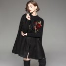 High Quality Runway Fashion Winter Coats 2017 New Women Elegant Sequined Flowers Cloak Wool Blend Co