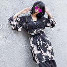 [OL] 2017 autumn winter new Japan Style tops printing flower kimono coat overcoat topcoat cloak wome