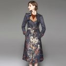 Europe New 2017 Winter Autumn Women\'s Fashion Loose Belt Printing Suede Temperament Trench Coats Fe
