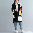 2017 Fashion Women Autumn Open Front Long Sleeve Patchwork Loose Casual Sweater Long Cardigan Knitte
