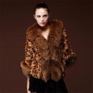 Fall and winter short paragraph leopard cardigan coat Faux Fur free shipping New high-end women\'s w