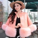 2017 Women Winter Luxury Jackets Faux fox Fur Coat Ladies Stand Collar Warm Coats PU Patchwork Outwe