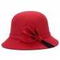 Retro Female Woolen Fedora Hat Casual Chapeau Cap Wide Brim Flower Wool Felt Bowler Hat Lady Floppy