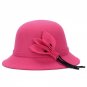 Retro Female Woolen Fedora Hat Casual Chapeau Cap Wide Brim Flower Wool Felt Bowler Hat Lady Floppy