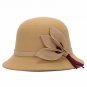 Retro Female Woolen Fedora Hat Casual Chapeau Cap Wide Brim Flower Wool Felt Bowler Hat Lady Floppy