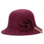 Retro Female Woolen Fedora Hat Casual Chapeau Cap Wide Brim Flower Wool Felt Bowler Hat Lady Floppy