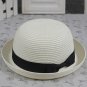 Summer Style Women Straw Bowler Derby Hat All-Match Summer Roll Brim Family Hat