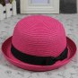 Summer Style Women Straw Bowler Derby Hat All-Match Summer Roll Brim Family Hat