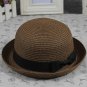 Summer Style Women Straw Bowler Derby Hat All-Match Summer Roll Brim Family Hat